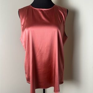 Eileen Fisher Elegant Satin Sleeveless Top - Rust M